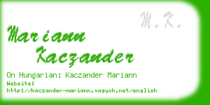 mariann kaczander business card